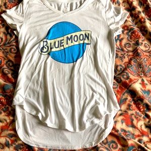 White blue moon t shirt size xs but fits like a medium worn once